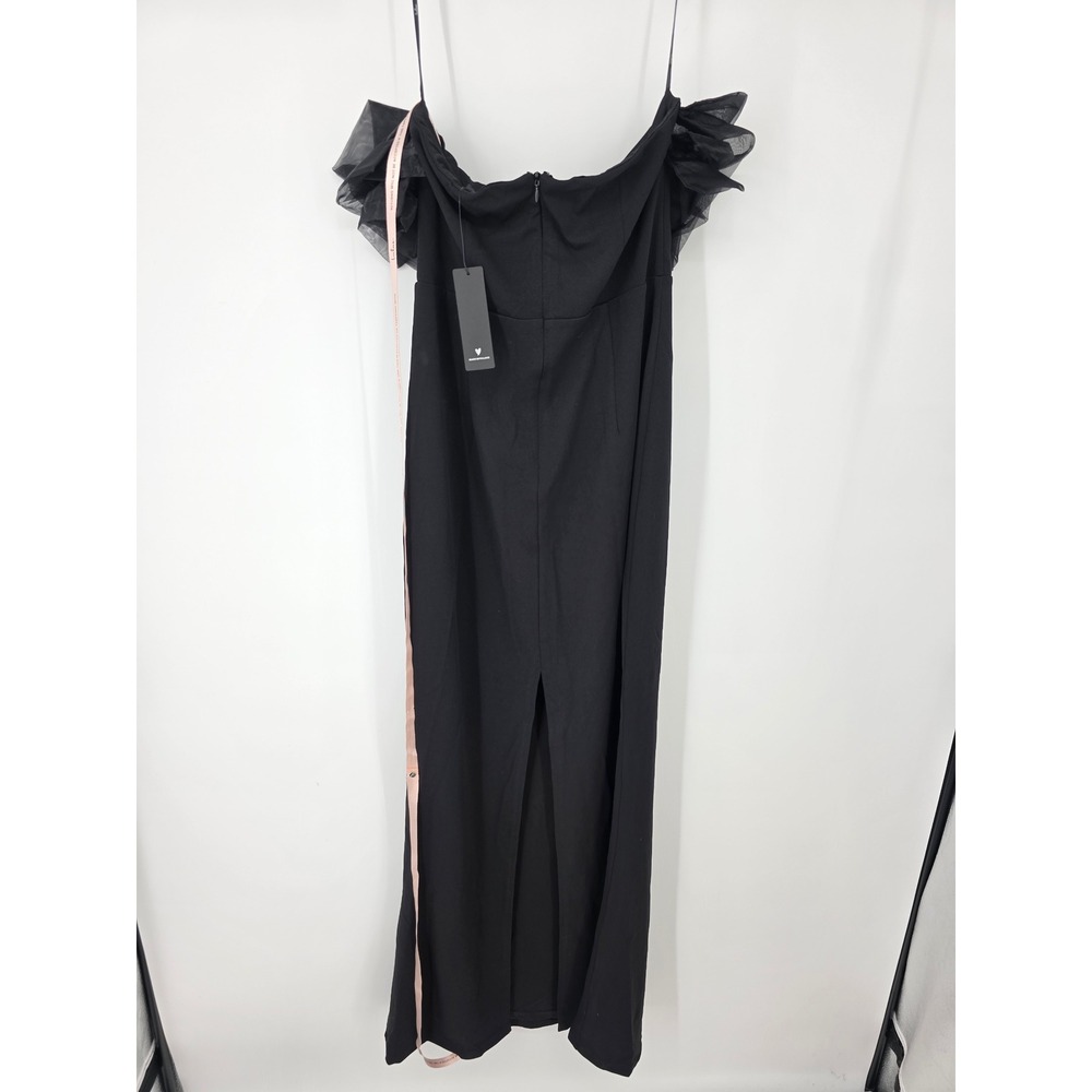 Lulus Evening Excellence Black Ruffled Strapless Mermaid Maxi Dress Size Large - Picture 7 of 7